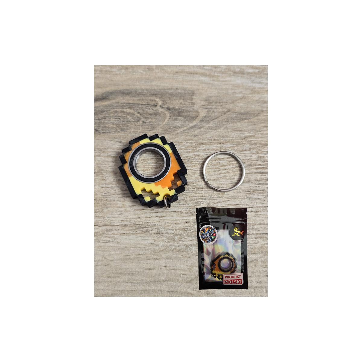 Złoty KeySpinner Minecraft 3d - Brelok Druk3d fidget Keyrambit KeyFlipper