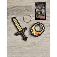 Złoty Zestaw KeySpinner + Miecz Minecraft - Brelok Druk3d fidget