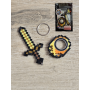 Złoty Zestaw KeySpinner + Miecz Minecraft - Brelok Druk3d fidget