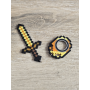 Złoty Zestaw KeySpinner + Miecz Minecraft - Brelok Druk3d fidget