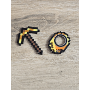 Złoty Zestaw KeySpinner + Kilof Minecraft - Brelok Druk3d fidget