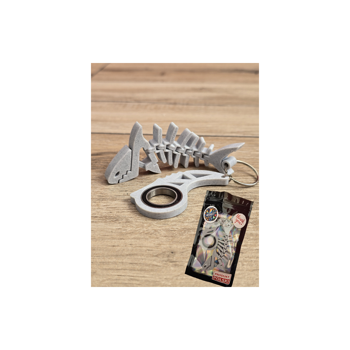 Keyspinner + Rekin 2w1 Marmurowy 3D - KeyRambit KeyFlipper 3D Fidget