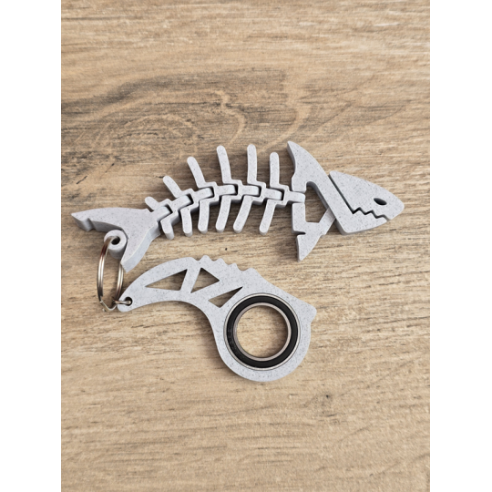 Keyspinner + Rekin 2w1 Marmurowy 3D - KeyRambit KeyFlipper 3D Fidget