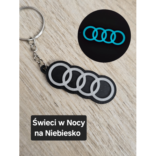Breloczek Audi - Świeci w Nocy! 3d - Druk3d fidget Keychain mixGadzet