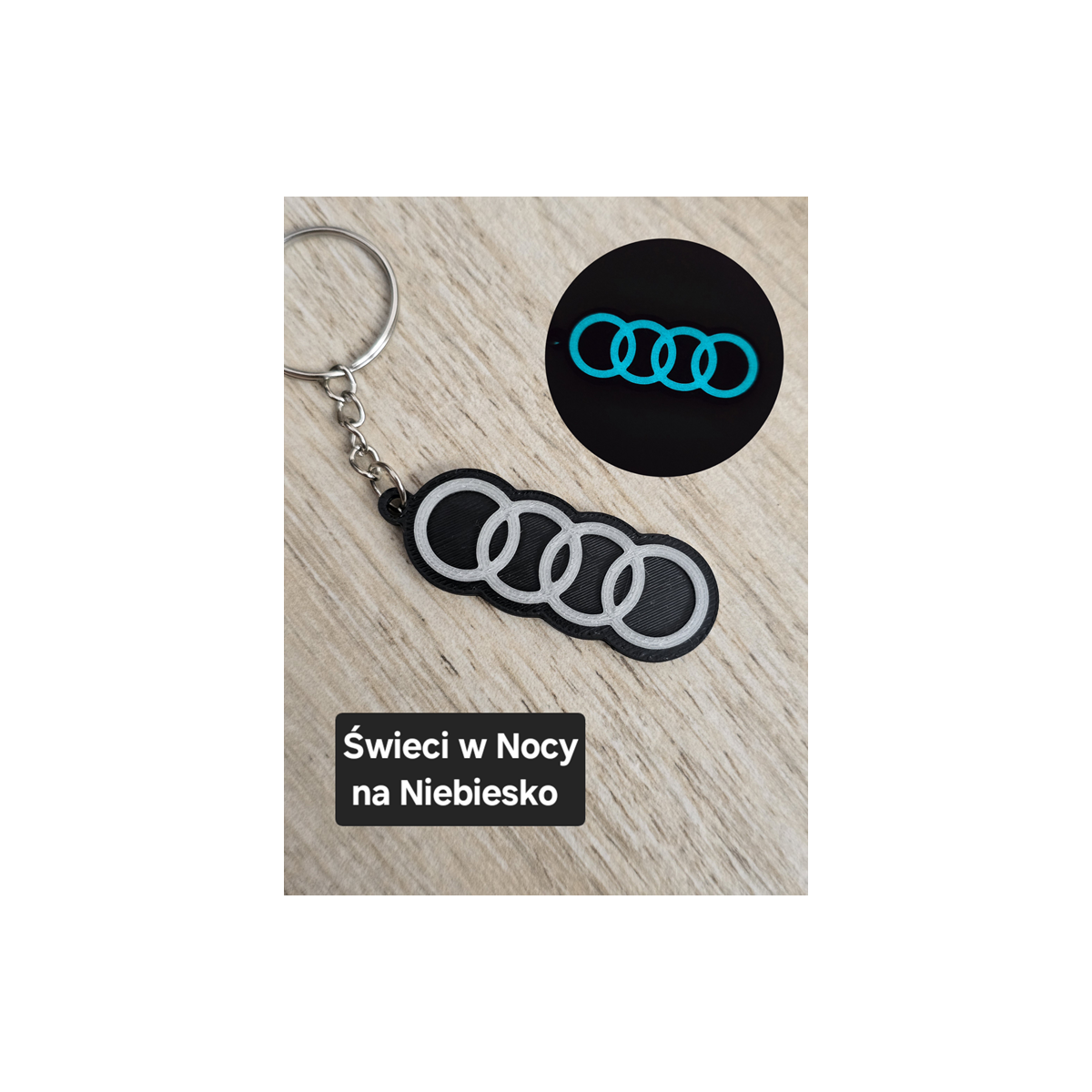 Breloczek Audi - Świeci w Nocy! 3d - Druk3d fidget Keychain mixGadzet
