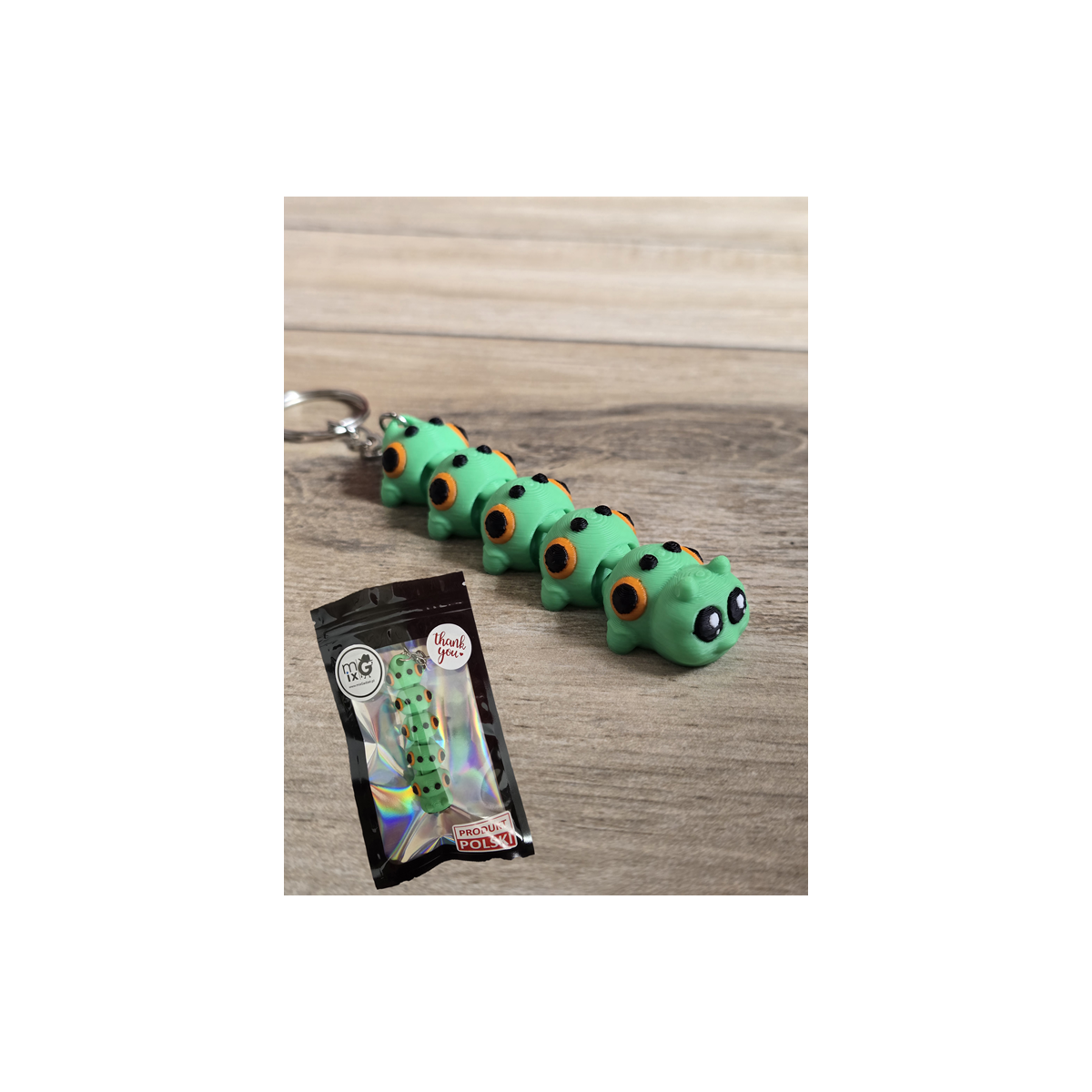 Breloczek Gąsienicy 3D - Brelok Druk3d fidget Keychain mixGadzet