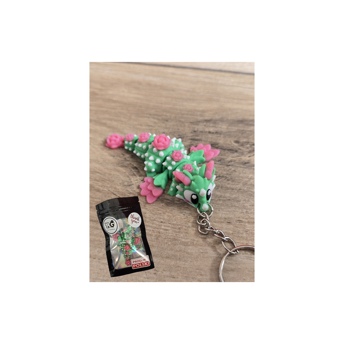 Breloczek Cactus Bloom Dragon 3D - Brelok Druk3d fidget Keychain mixGadzet