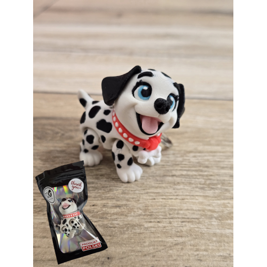 Breloczek Flexy Dalmatyńczyk Czarne Uszy 3D - Brelok Druk3d fidget Keychain