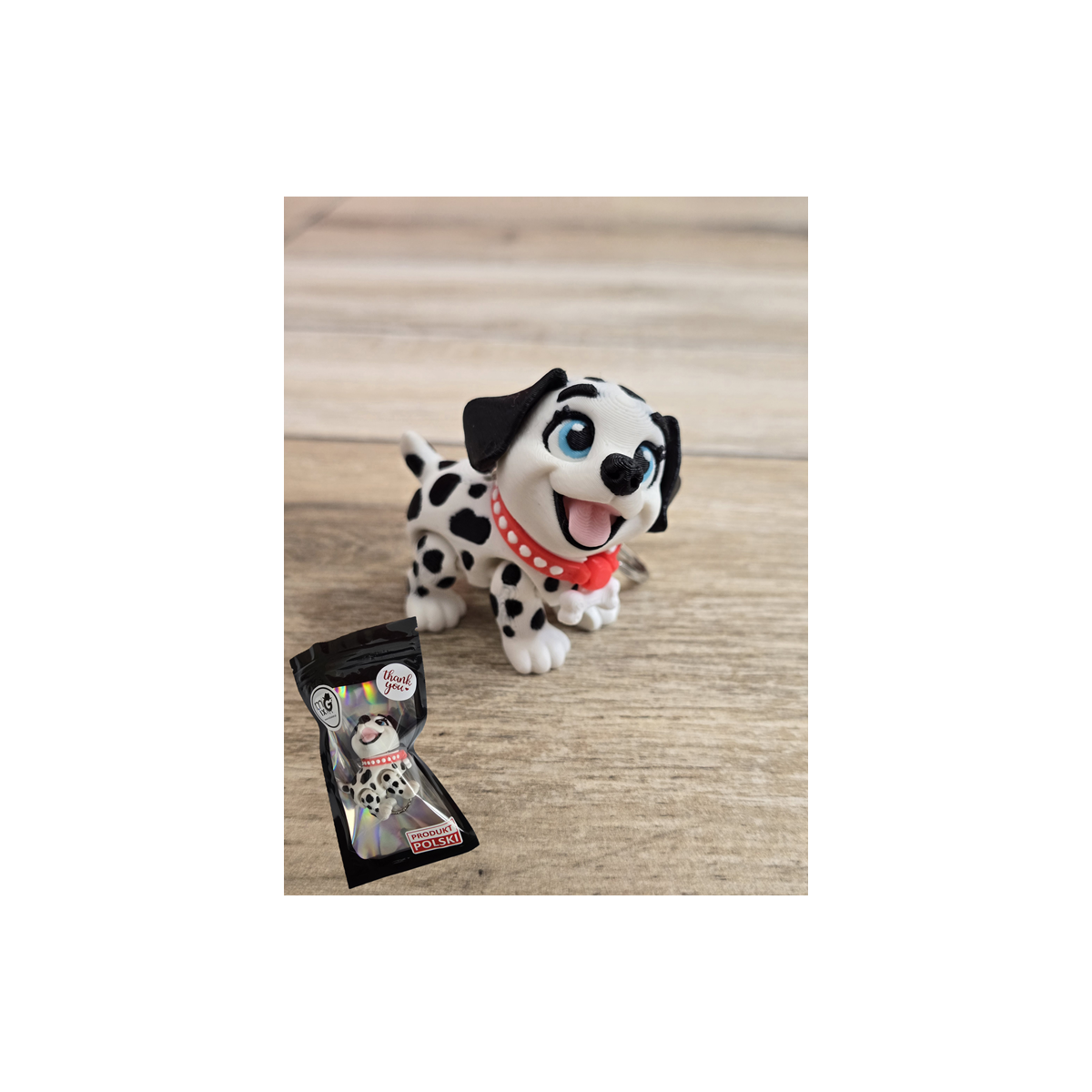 Breloczek Flexy Dalmatyńczyk Czarne Uszy 3D - Brelok Druk3d fidget Keychain