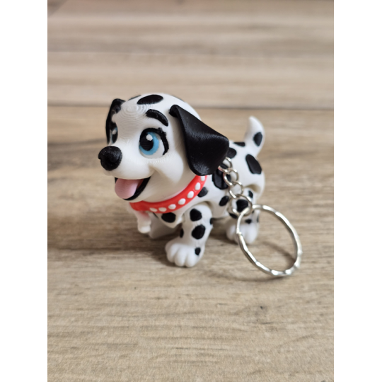 Breloczek Flexy Dalmatyńczyk Czarne Uszy 3D - Brelok Druk3d fidget Keychain