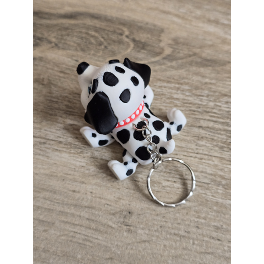 Breloczek Flexy Dalmatyńczyk Czarne Uszy 3D - Brelok Druk3d fidget Keychain