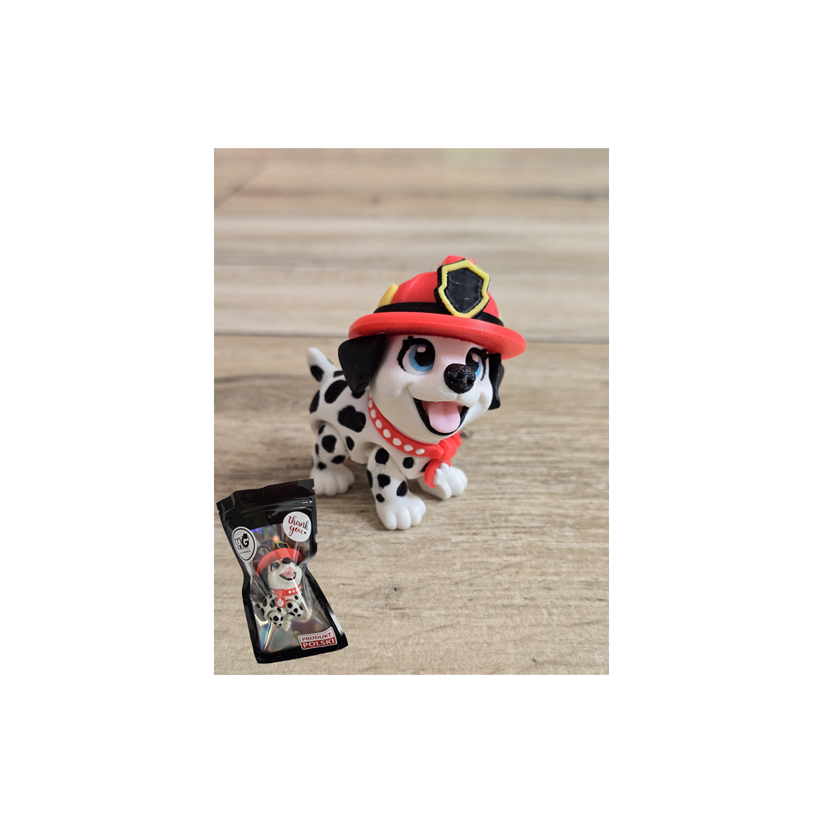 Breloczek Flexy Dalmatyńczyk Stażak Czarne Uszy 3D - Druk3d fidget Keychain