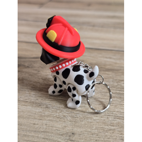 Breloczek Flexy Dalmatyńczyk Stażak Czarne Uszy 3D - Druk3d fidget Keychain