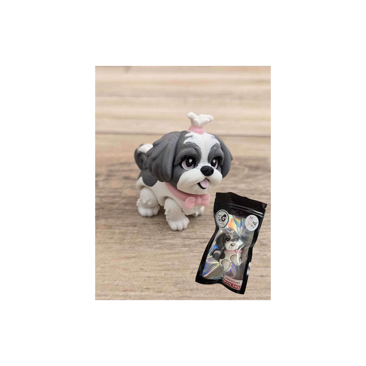 Figurka Shih Tzu z kitką Szary 3D - Druk3d fidget mixGadzet