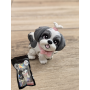 Breloczek Shih Tzu z kitką Szary 3D - Brelok Druk3d fidget Keychain