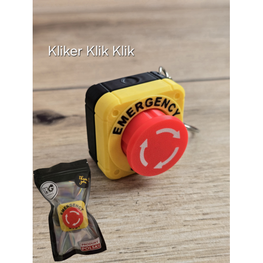 Breloczek Kliker Przycisk Bezpieczeństwa 3D - Druk3d fidget Keychain