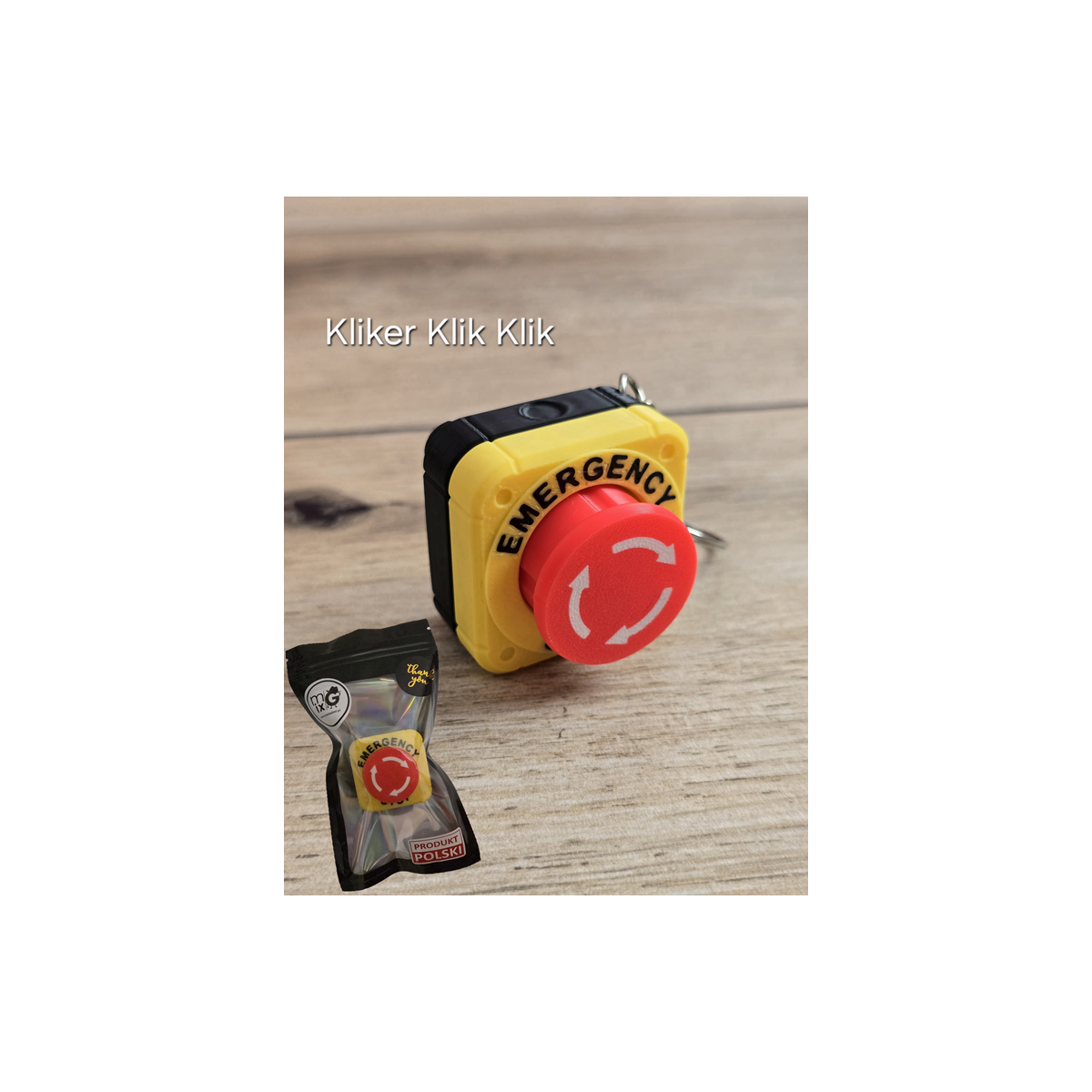 Breloczek Kliker Przycisk Bezpieczeństwa 3D - Druk3d fidget Keychain