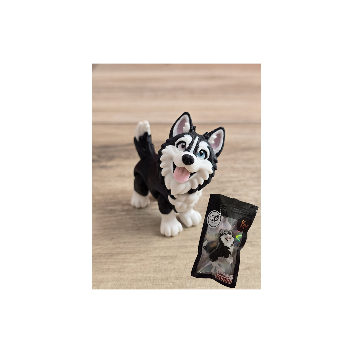 Figurka Husky z kolorowymi Oczami 3D - Druk3d fidget mixGadzet