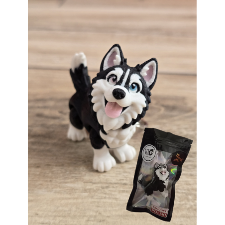 Breloczek Husky z kolorowymi Oczami 3D - Brelok Druk3d fidget Keychain
