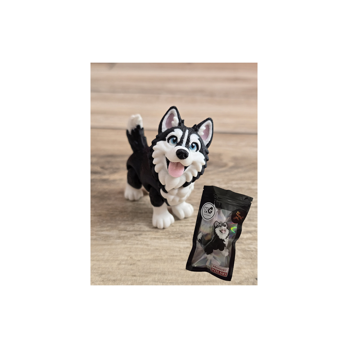 Figurka Husky z niebieskimi Oczami 3D - Druk3d fidget mixGadzet
