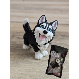 Breloczek Husky z niebieskimi Oczami 3D - Brelok Druk3d fidget Keychain