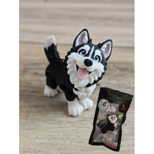 Breloczek Husky z niebieskimi Oczami 3D - Brelok Druk3d fidget Keychain