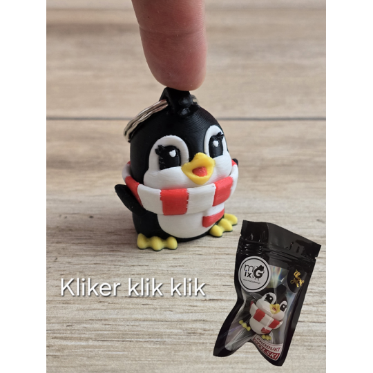 Breloczek Kliker klik klik Pingwina 3D - Brelok Druk3d fidget Keychain