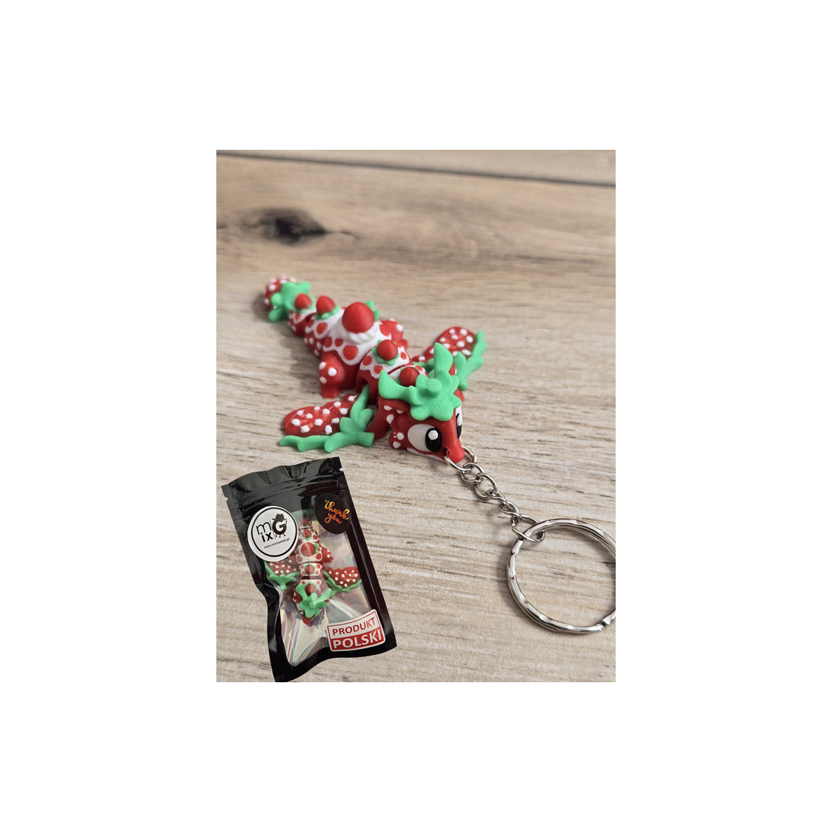 Breloczek Strawberry mini Dragon 3D - Brelok Druk3d fidget Keychain