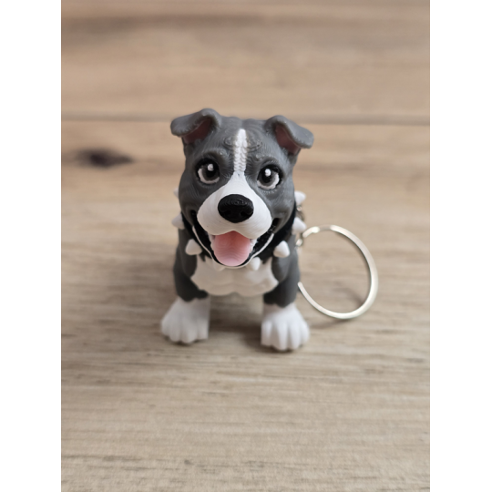 Breloczek Psa Pitbulla z uszami 3D - Brelok Druk3d fidget Keychain
