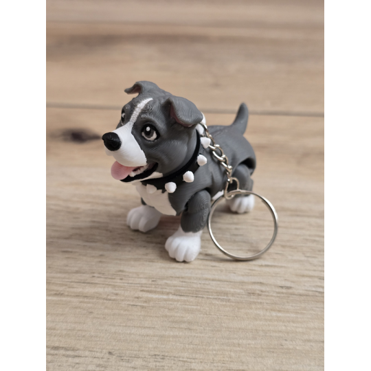 Breloczek Psa Pitbulla z uszami 3D - Brelok Druk3d fidget Keychain
