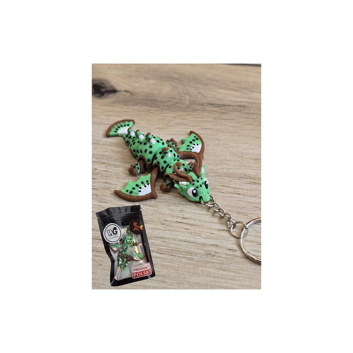 Breloczek Kiwi Dragon 3D - Brelok Druk3d fidget Keychain