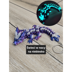 Wolf DragonCrystal 16cm - Ruchomy Brelok Świecący w Nocy - Druk 3D
