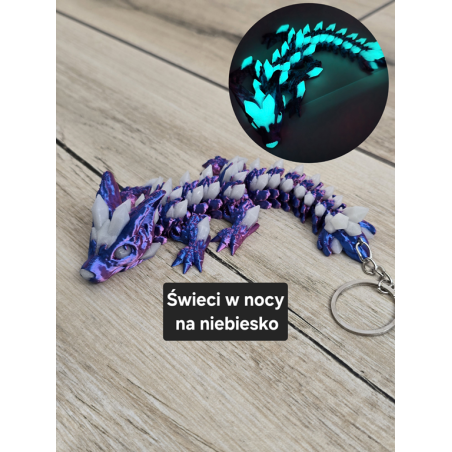Wolf DragonCrystal 16cm - Ruchomy Brelok Świecący w Nocy - Druk 3D