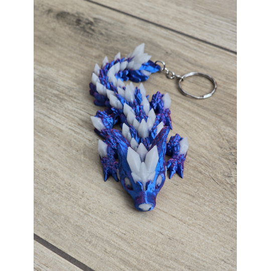 Wolf DragonCrystal 16cm - Ruchomy Brelok Świecący w Nocy - Druk 3D
