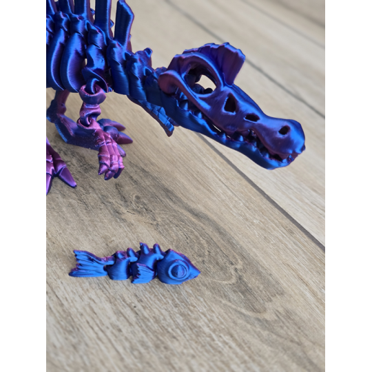 Szkielet Spinosaurus 30cm + rybka - Dekoracja Druk3d