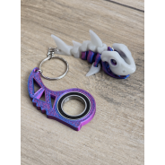 Breloczek Skeleton Shark + KeySpinner - Brelok Druk3d fidget Keychain