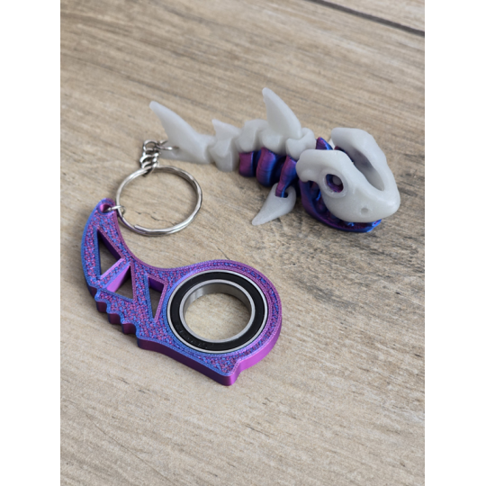 Breloczek Skeleton Shark + KeySpinner - Brelok Druk3d fidget Keychain