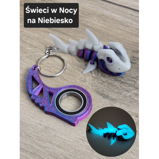 Breloczek Skeleton Shark + KeySpinner - Brelok Druk3d fidget Keychain