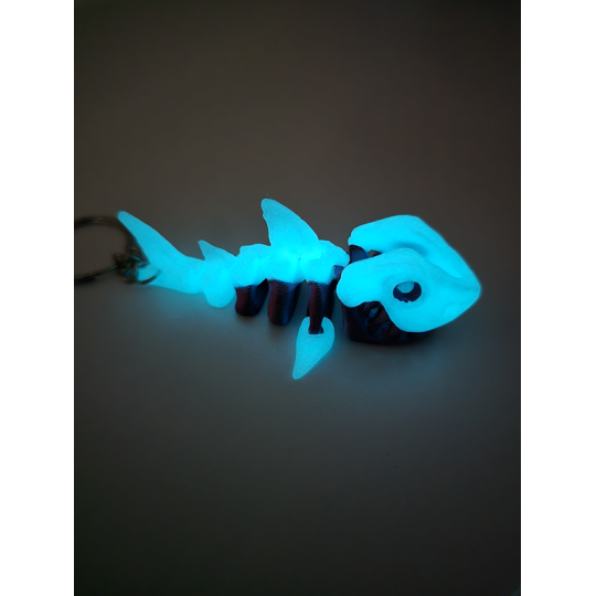 Breloczek Skeleton Shark + KeySpinner - Brelok Druk3d fidget Keychain