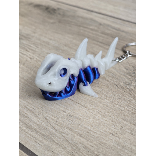 Breloczek Skeleton Shark + KeySpinner 3d - Brelok Druk3d fidget Keychain