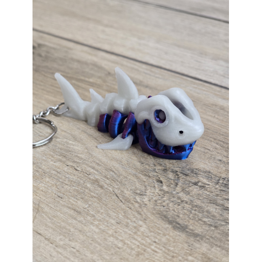 Breloczek Skeleton Shark + KeySpinner 3d - Brelok Druk3d fidget Keychain