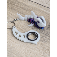 Breloczek Skeleton Shark + KeySpinner 3d - Brelok Druk3d fidget Keychain