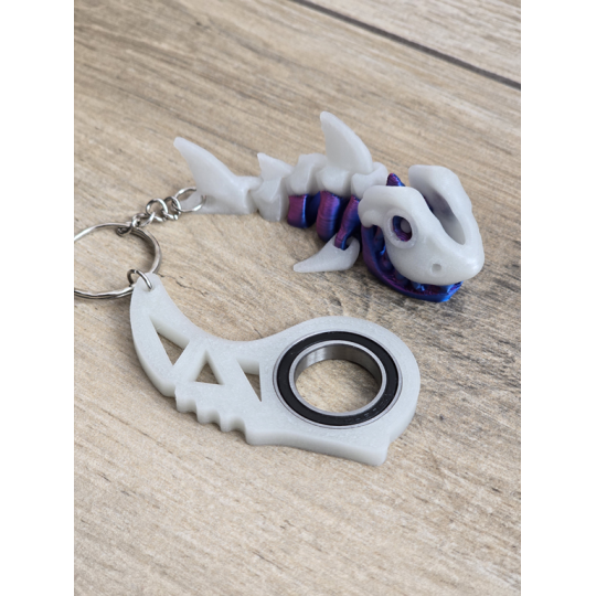 Breloczek Skeleton Shark + KeySpinner 3d - Brelok Druk3d fidget Keychain