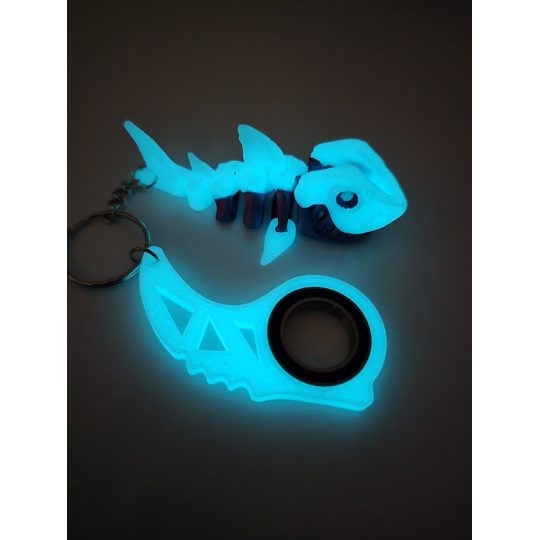 Breloczek Skeleton Shark + KeySpinner 3d - Brelok Druk3d fidget Keychain
