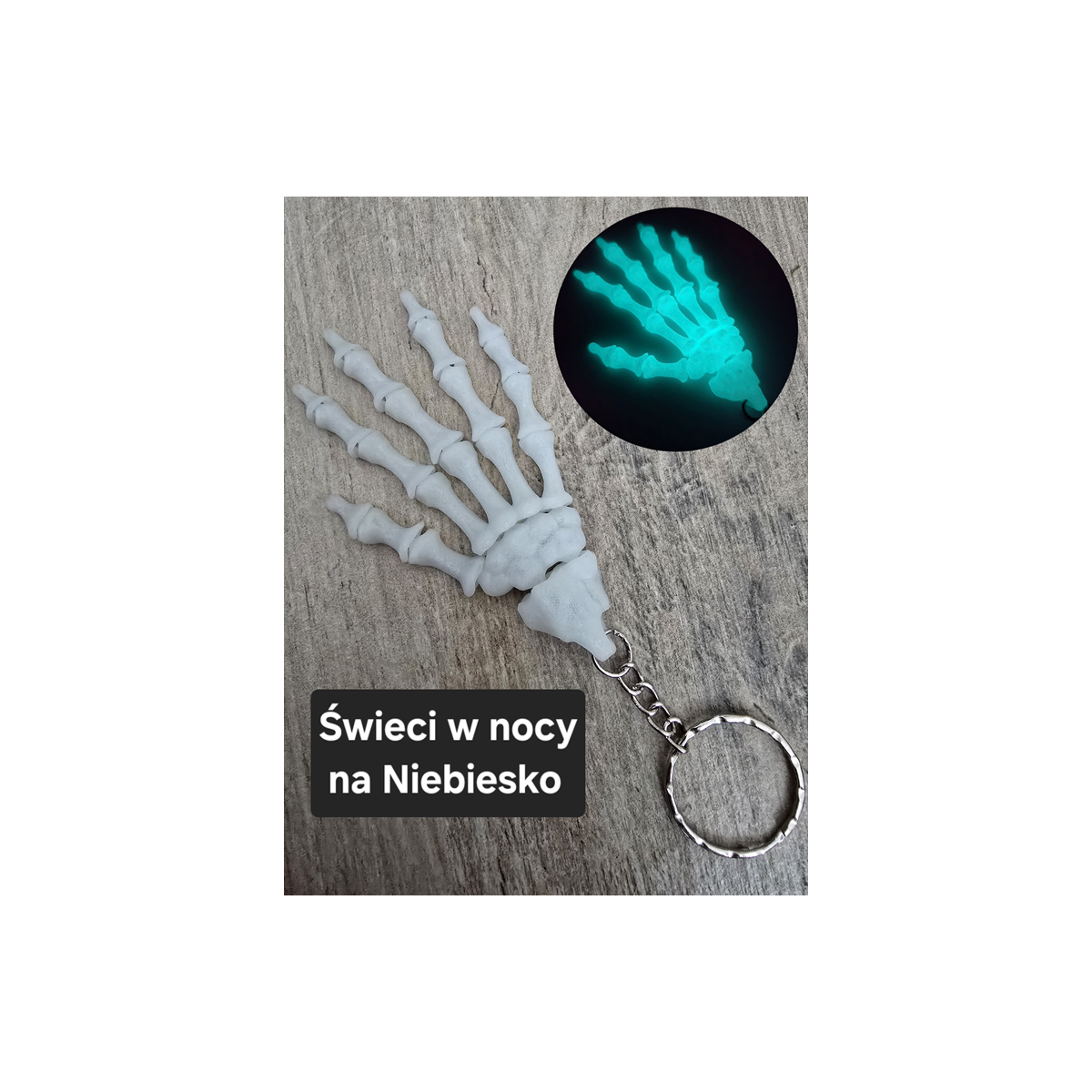 Świecący brelok szkieletowa dłoń - Druk 3D Keychain