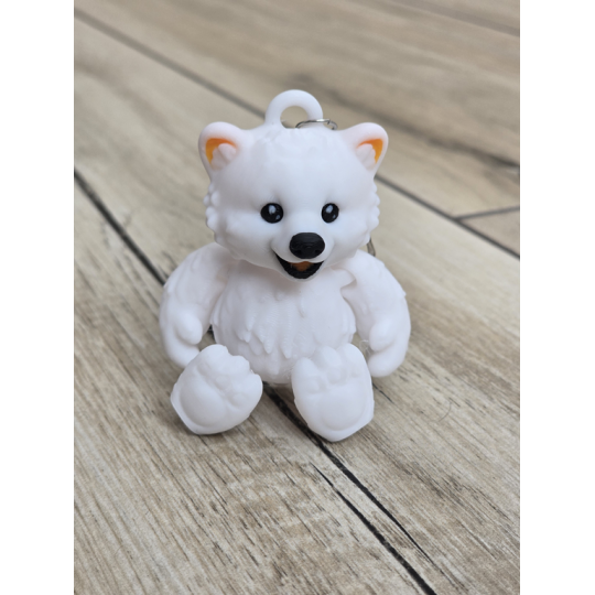 Uroczy Breloczek Biały Miś 3D - Brelok Druk3D Keychain
