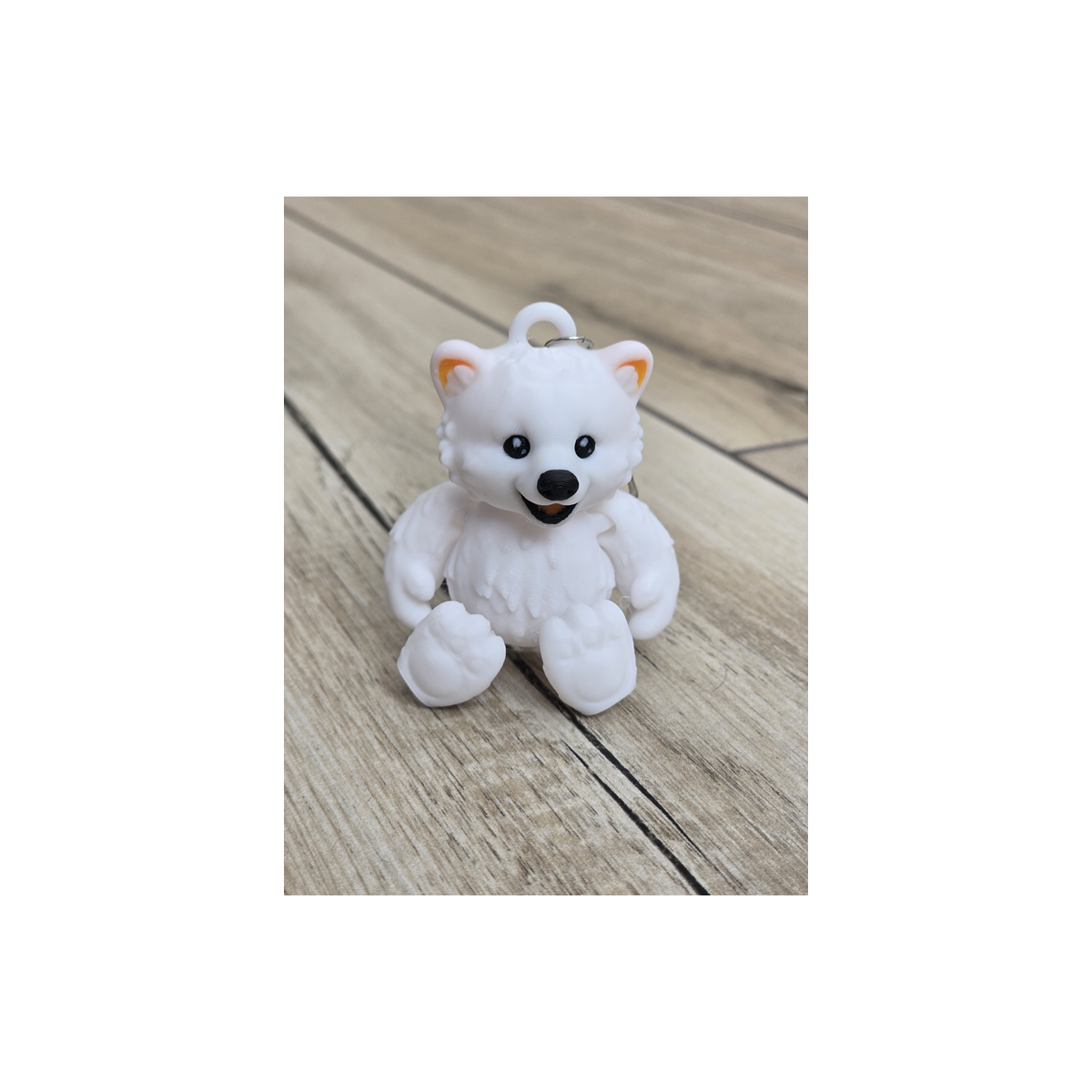 Uroczy Breloczek Biały Miś 3D - Brelok Druk3D Keychain