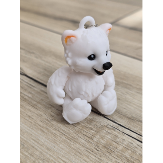 Uroczy Breloczek Biały Miś 3D - Brelok Druk3D Keychain