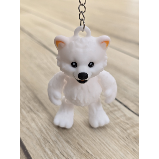 Uroczy Breloczek Biały Miś 3D - Brelok Druk3D Keychain