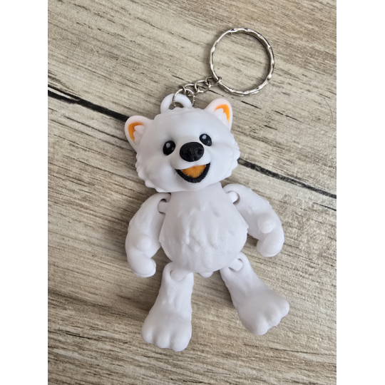 Uroczy Breloczek Biały Miś 3D - Brelok Druk3D Keychain